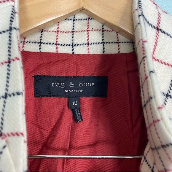 Rag and Bone Nova Oversized Blazer Ivory Check Plaid One Button Sz 10 - Picture 2 of 8